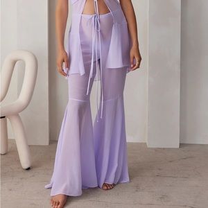 Bumpsuit Chiffon Pants M Lilac Medium